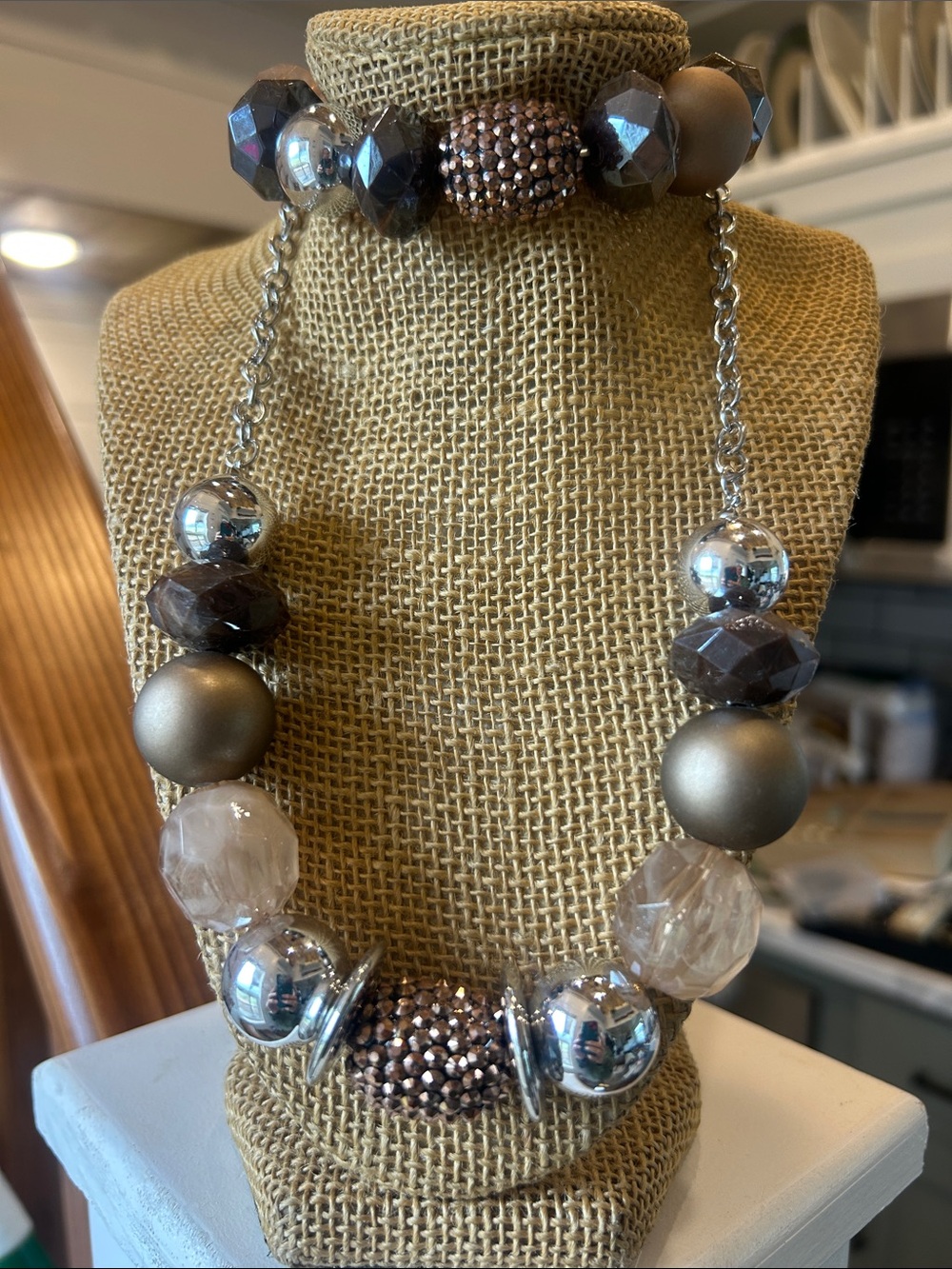 Paparazzi A Warm Welcome Neutral Color Statement necklace and bracelet